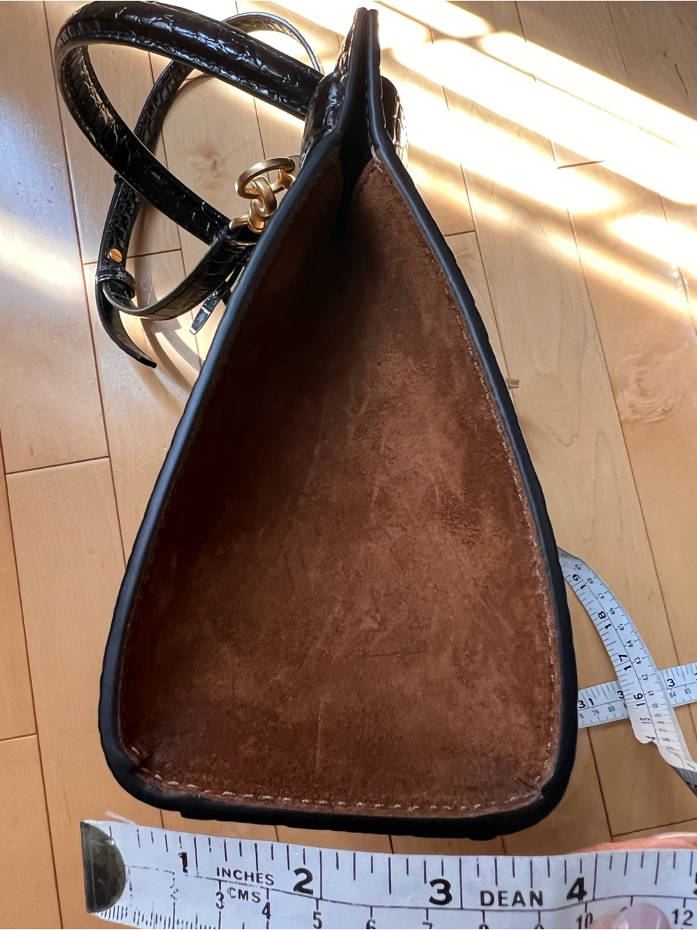 Tory Burch Lee Rodziwill Black Croc Embossed Leather Top Handle/Shoulder Bag - Picture 5 of 15